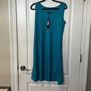Lily Sz S aqua/Turquoise sleeveless, banded, neckline midi dress NWT